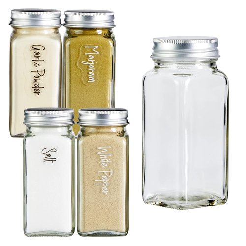 Talented Kitchen Spice Drawer Organizer with Jars and Labels with 18 Empty 4-oz Spice Bottles, 416 Seasoning Labels, 2 Pcs 3-Tier Trays for Drawer (5.9 x 15 In)