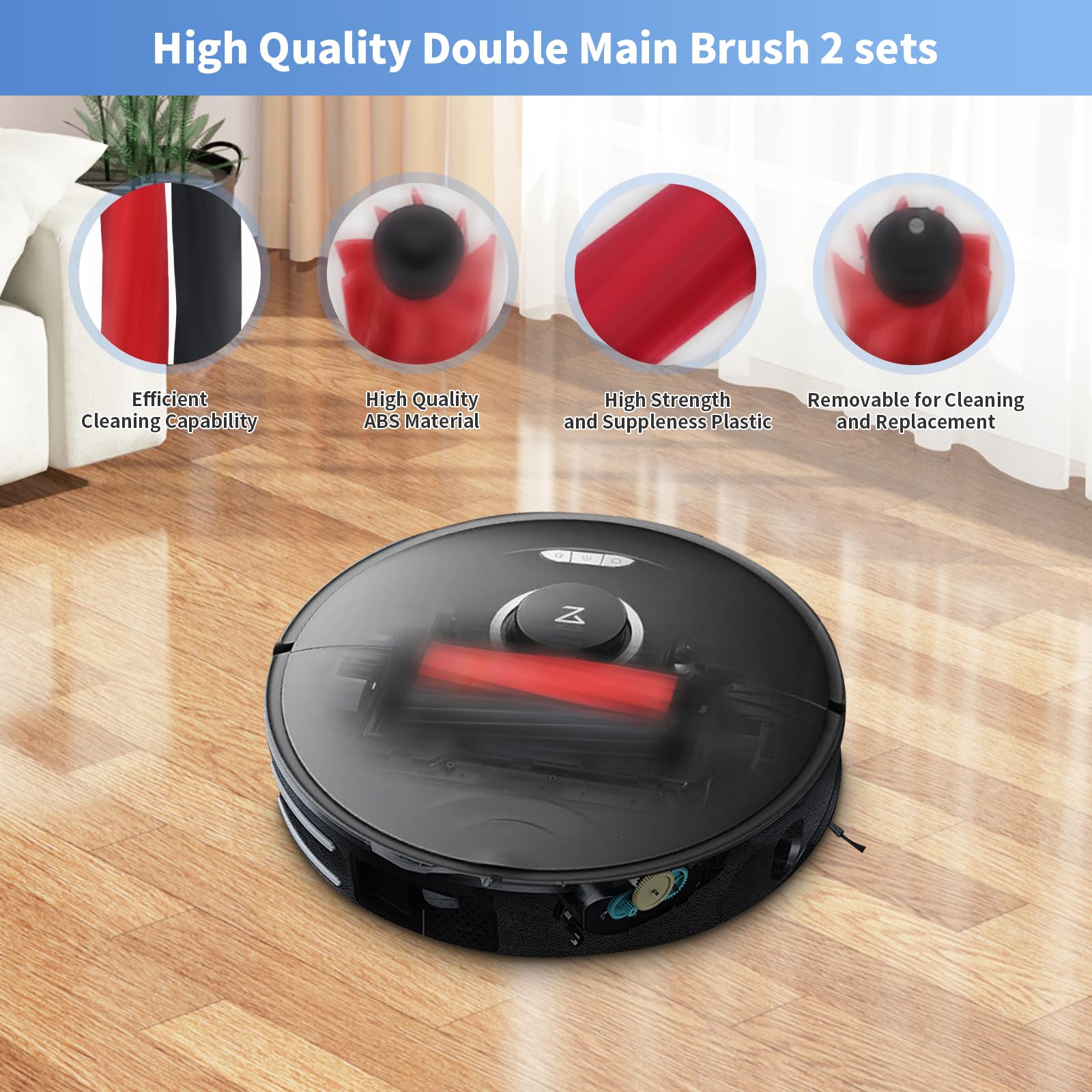 2 Set Dual Main Brush Replacement Parts Compatible with Roborock S8+/S8 Pro Ultra/Q5 Pro+/Q8 Max/Q8 Max+ Robot Vacuum Cleaner Accessories Kit,Replacement Part Roller Brush (2 Main Set)