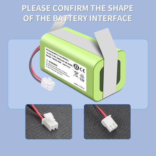 TZRONG Replacement RVBAT850 Battery for Shark Ion R75, R85, S87, RV761, RV771,RV850C, RV1000S, RV1001AE, RV1100VL, UR1000SR, RV700_N, RV720_N Vacuum Cleaners (2-Prong Connector,NOT for 3-Prong