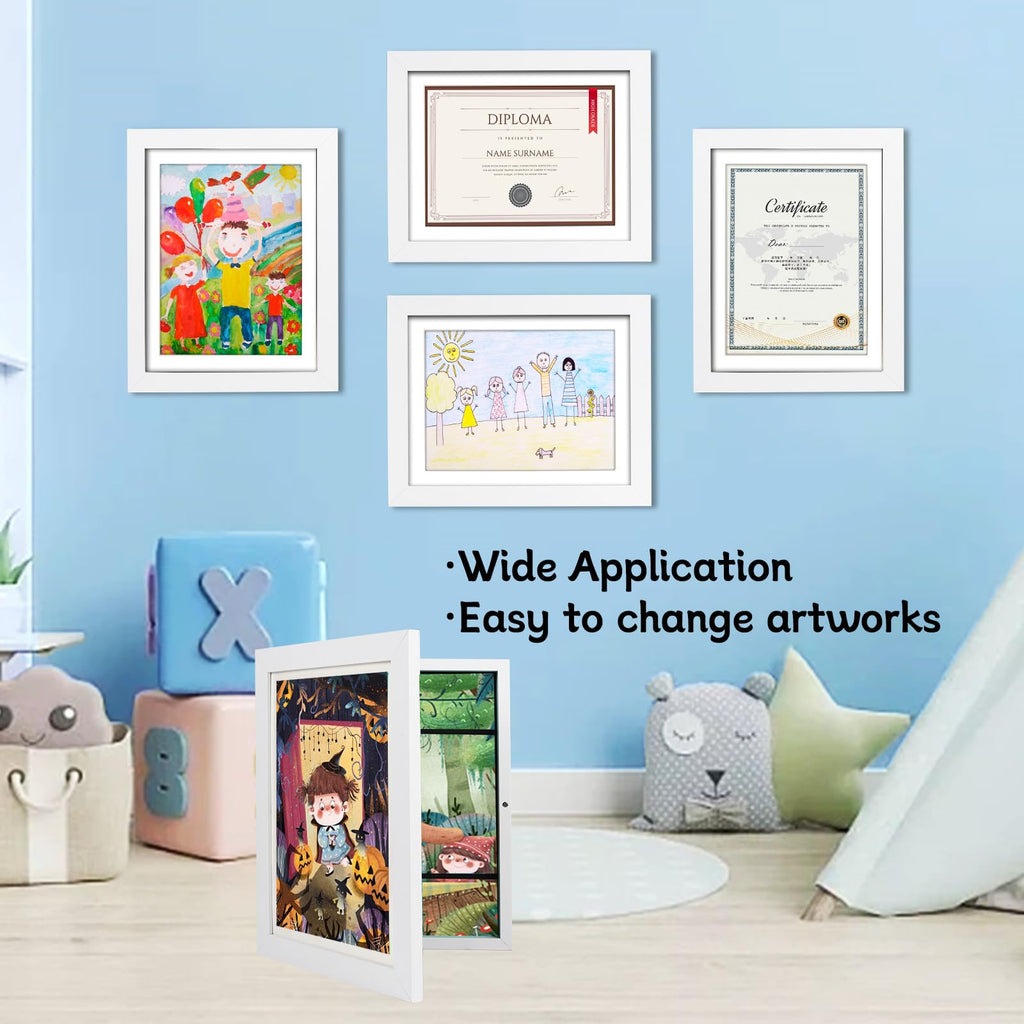 wesellcan 2Pack Kids Artwork Frames Changeable -Kids Art Frame,Kids Art Frames Front Opening Holds 150,8.5x11 White Rows Childrens Art Frame for Storage Kids Art,Picture Frame for Display Kid Art Work