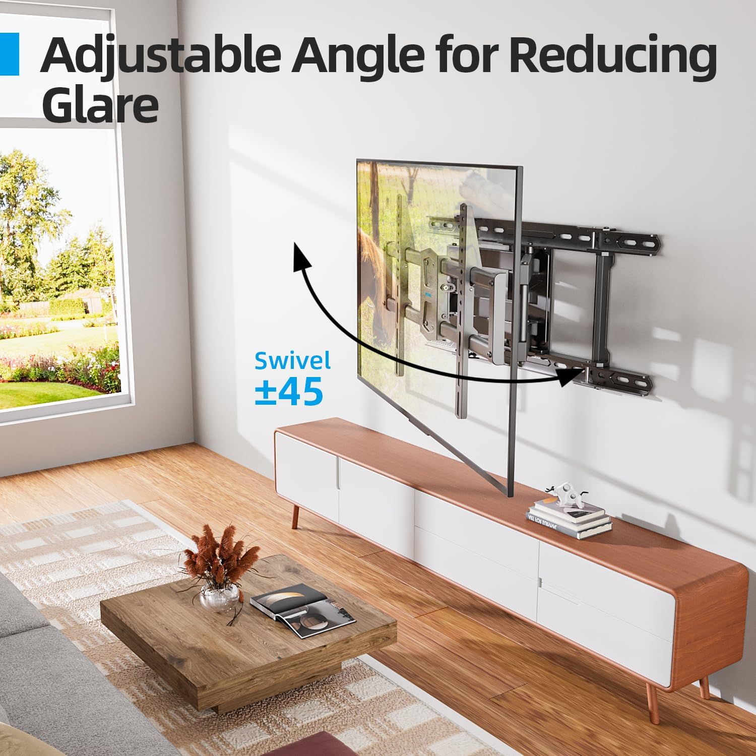 USX STAR Full Motion TV Wall Mount - Adjustable Swivel & Tilt for 42-86 Inch TVs, Max VESA 600x400mm, 110 LBS Capacity