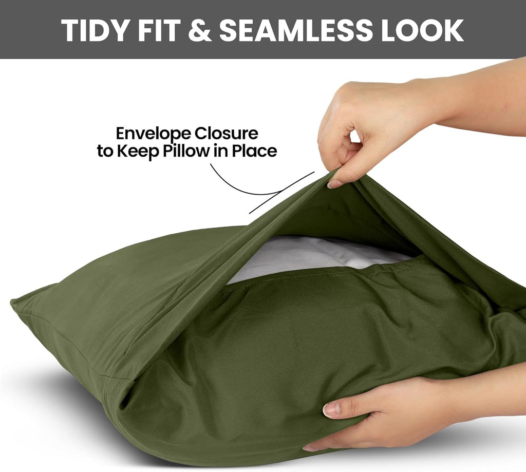 Utopia Bedding Queen Pillow Cases - Soft Brushed Microfiber - 2 Pack - Olive Green | 20 x 30 Inches