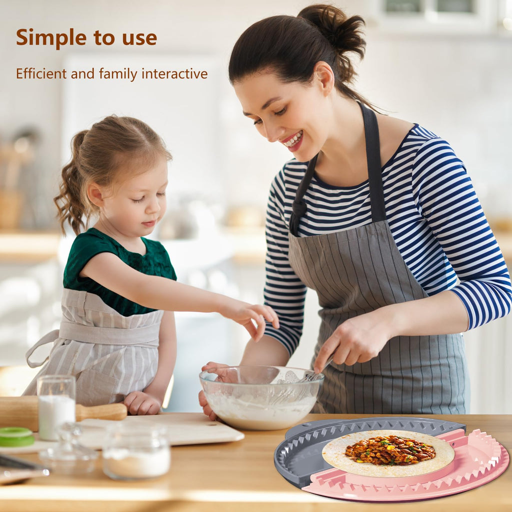 Tortilla Sealer,SELERS,Tacos Tortilla Crimper Maker,Removable & Adjustable 4"- 10" /6"- 12",Quesadilla Crimper for 4''-12'' Wraps,Burritos,Pasties,Tortilla,Dumplings,Sandwich,Grey Pink (4"+6"+8")