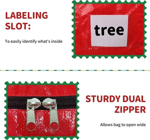 Christmas Tree Storage Bag - Fits 9 Ft Artificial Trees | Waterproof, Durable Handles & Zipper, Red