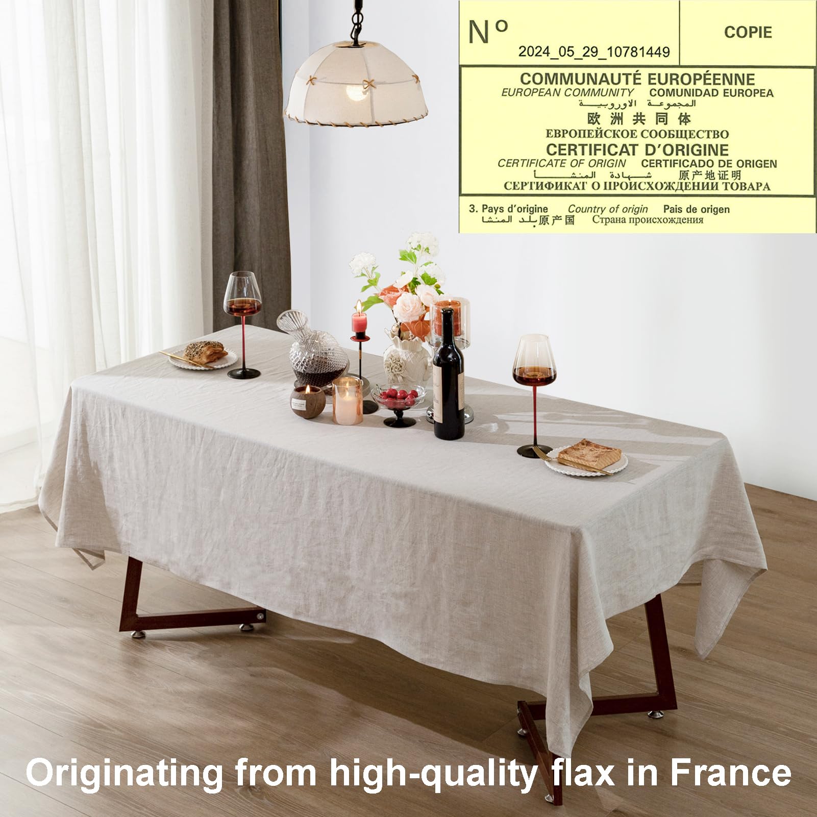 Talasily Linen Tablecloth 100% Pure Linen Table Cloth 60x108 Inches Rectangle Tablecloths Washable Cloths for Kitchen, Dining, Buffet Parties, Holidays, Picnic, Weddings and Restaurants-Natural Linen