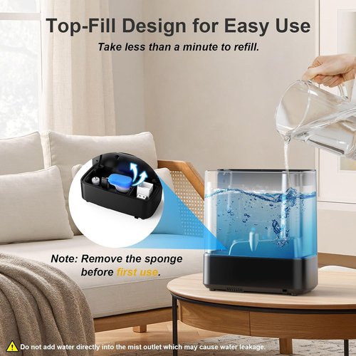 JRD Ultrasonic Humidifier - 5L Warm & Cool Mist for Fast Relief | 50H Runtime, 12H Timer, 7 Color Light - Black