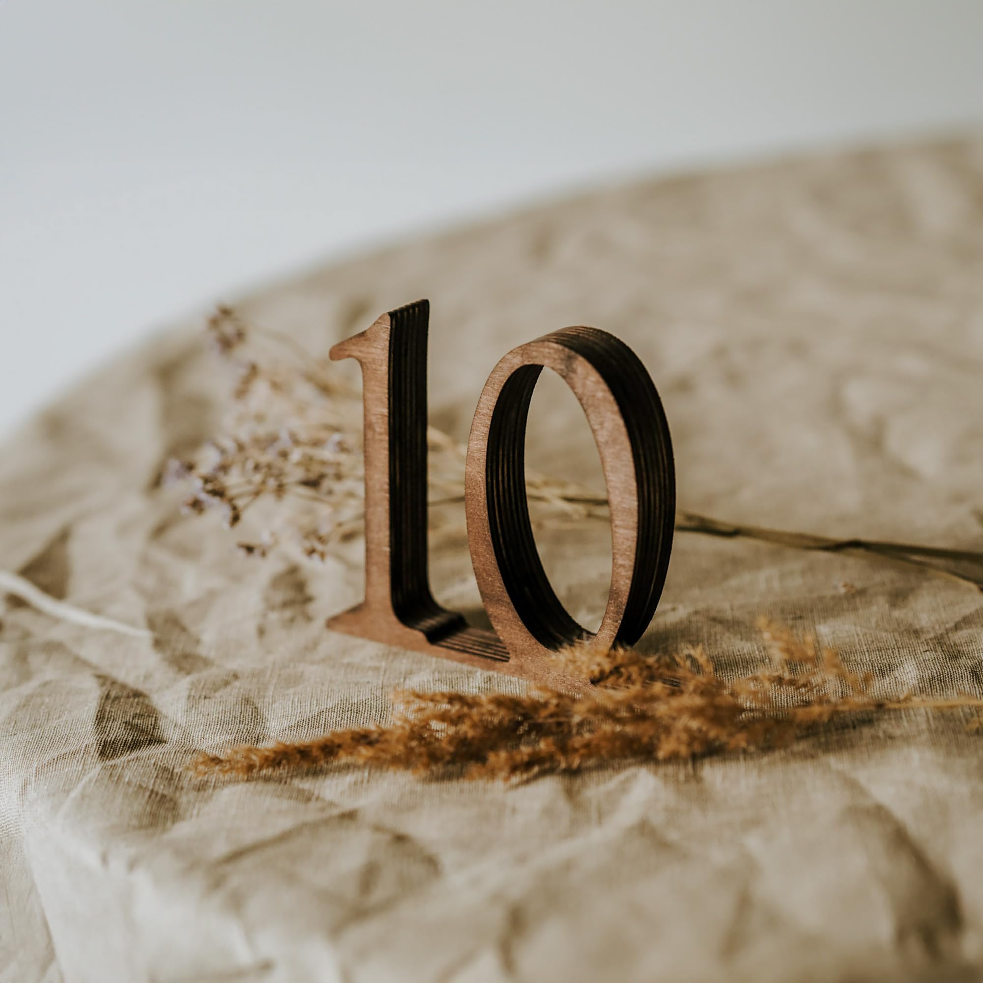 Wooden Wedding Table Numbers 1-10, Rustic Table Number Signs for Reception, Party, Banquet, Event Centerpieces, Self-Standing Wood Numbers with Base, Elegant Décor for Restaurant or Bridal Shower