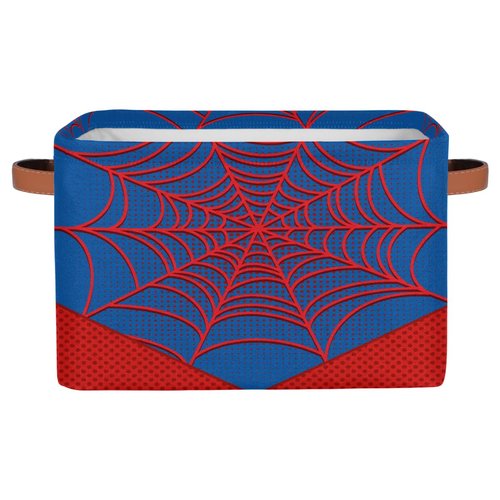 Ackutea Nursery Decor Storage Bins - Blue Spider Web Large Collapsible Rectangle Shelf Closet Organizer Baskets for Kids Dirty Clothes, Bedroom,Bathroom,Toy Bin,Gift Basket