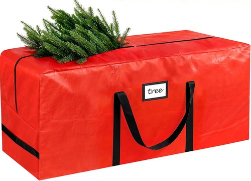 HABGP Christmas Tree Storage Bag - 7.5 ft Waterproof Zippered Bag with Carry Handles | Durable Red Design