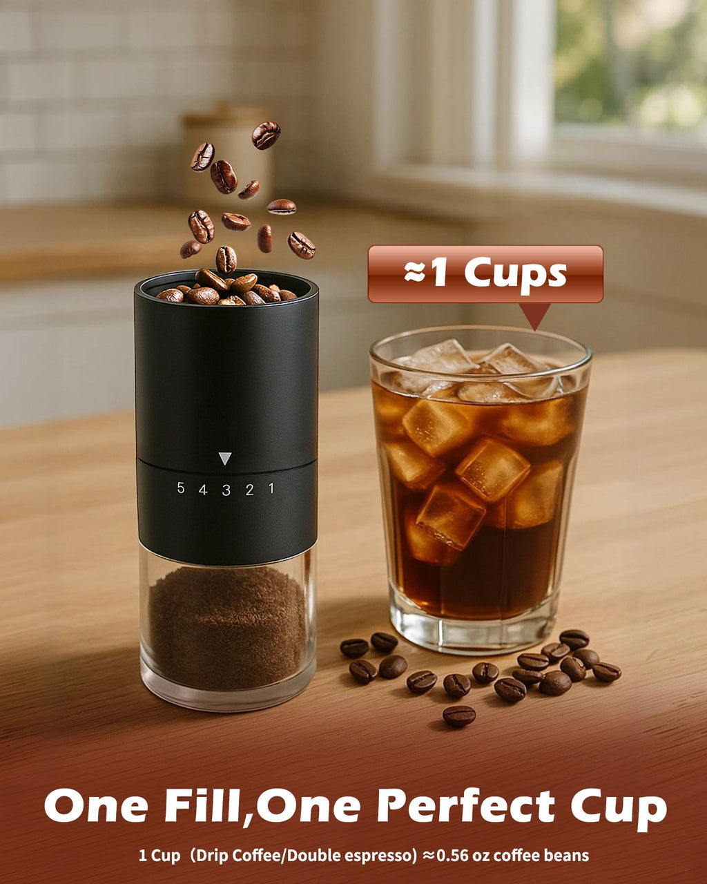 Manual Coffee Grinder With Ceramics Burr For Espresso,French Press,5 Adjustable Settings,Hand Maker with Built-In Burr,For Home Use and Camping Travel,Coffee Bean Grinders With Hand Crank (Black)