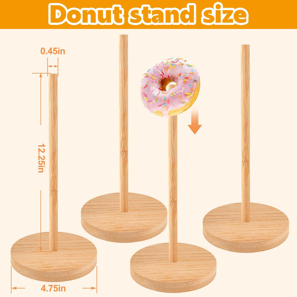Farmhouse Donut Stand for Dessert Table 4 PCS, Donut Holder Stand, Bagel Holder Stand, Donut Display Stand for Party, Doughnut Tower Stand for Birthday, Wedding, Baby Shower Decoration