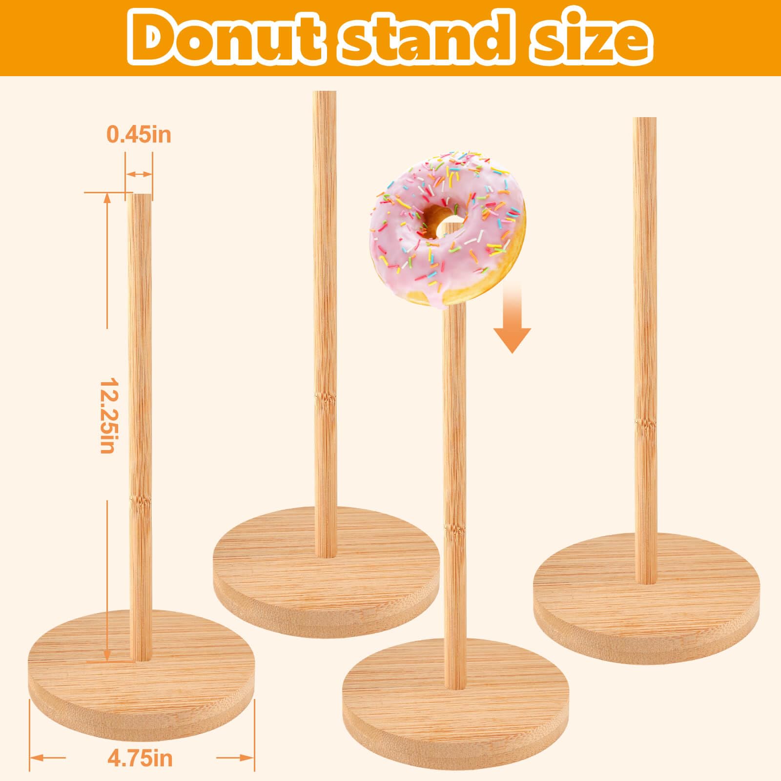 Farmhouse Donut Stand for Dessert Table 4 PCS, Donut Holder Stand, Bagel Holder Stand, Donut Display Stand for Party, Doughnut Tower Stand for Birthday, Wedding, Baby Shower Decoration