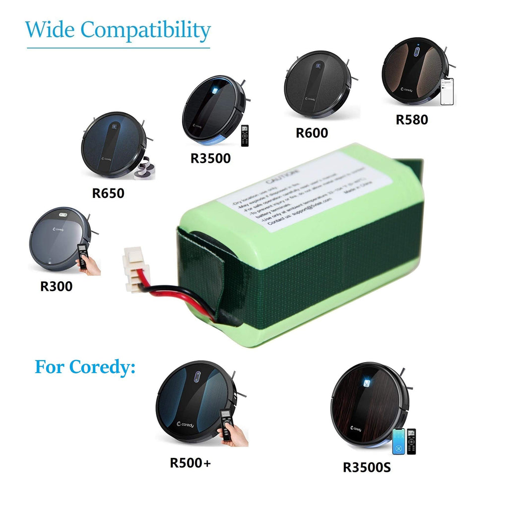Replacement Battery for Coredy R300, R500+, R550, R580, R650, R3500, R3500S and Amarey A800, A900, Eufy RoboVac 11S, 11S Plus, 11S Max, Ecovacs Deebot N79 DN622 Robot Vacuum Cleaners, 2600mAh, 14.4V