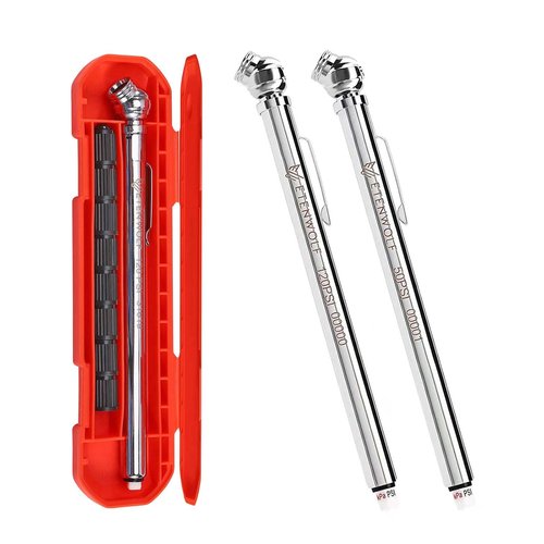 ETENWOLF Tire Pressure Gauge Set - Accurate 10-50PSI & 20-120PSI with 16 Tire Caps | Durable Stainless Steel
