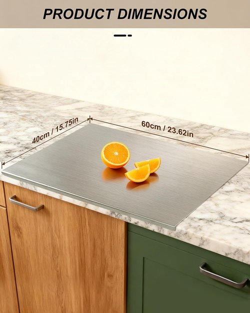 GVUHR 304 Stainless Steel Cutting Board for Kitchen- Large L-Shaped Bread Board,Double-Sided Chopping Board for Baking,Non Adhesive Bread Cutting Board (Large)