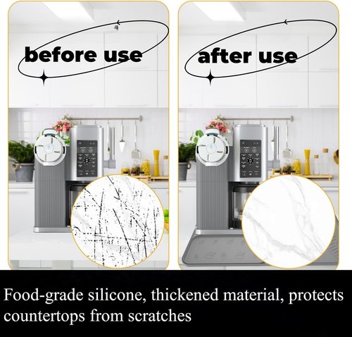 Creami Ninja Swirl Sliding Pad - Silicone Countertop Mat with Drainage Groove | 25" x 15" (Black)