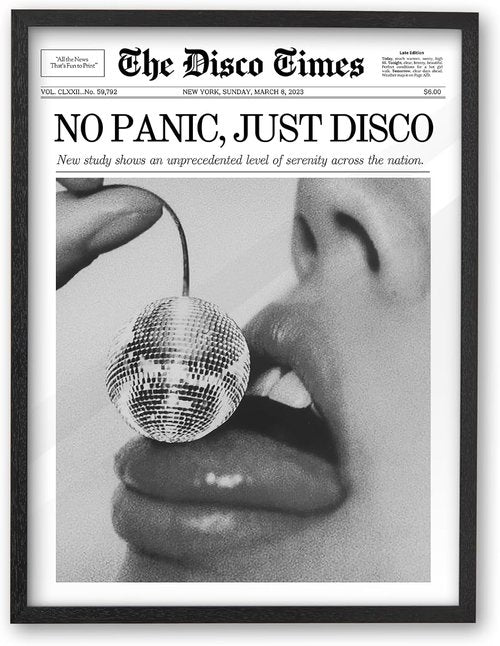 iHery Premium Framed Wall Art - Trendy Retro Cherry Disco Ball Canvas | 8x10in Black Oak Decor