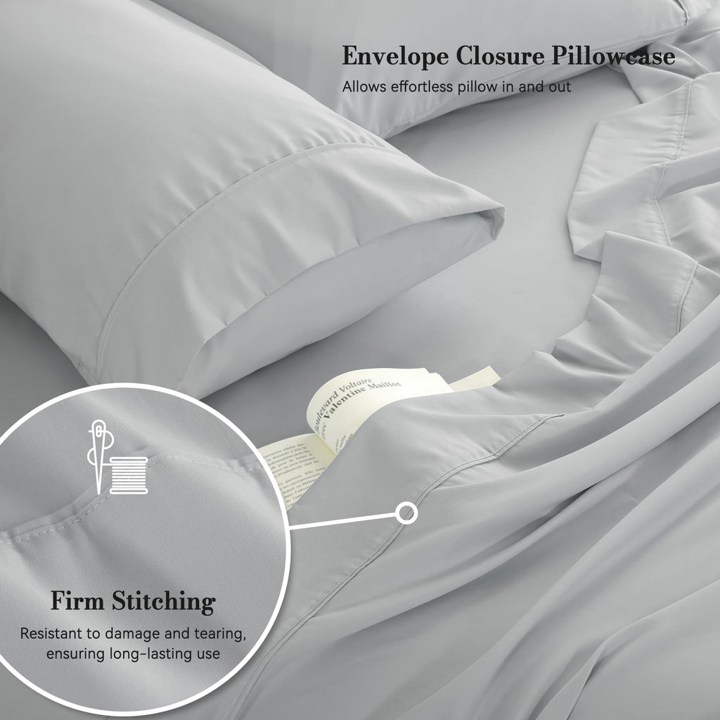 Dreava Grey Twin Sheet Set - Soft Breathable Microfiber Bed Sheets with Extra Deep Pocket, Luxury Hotel Cooling Bedding, Oeko-Tex Certified Wrinkle Free 3 Piece