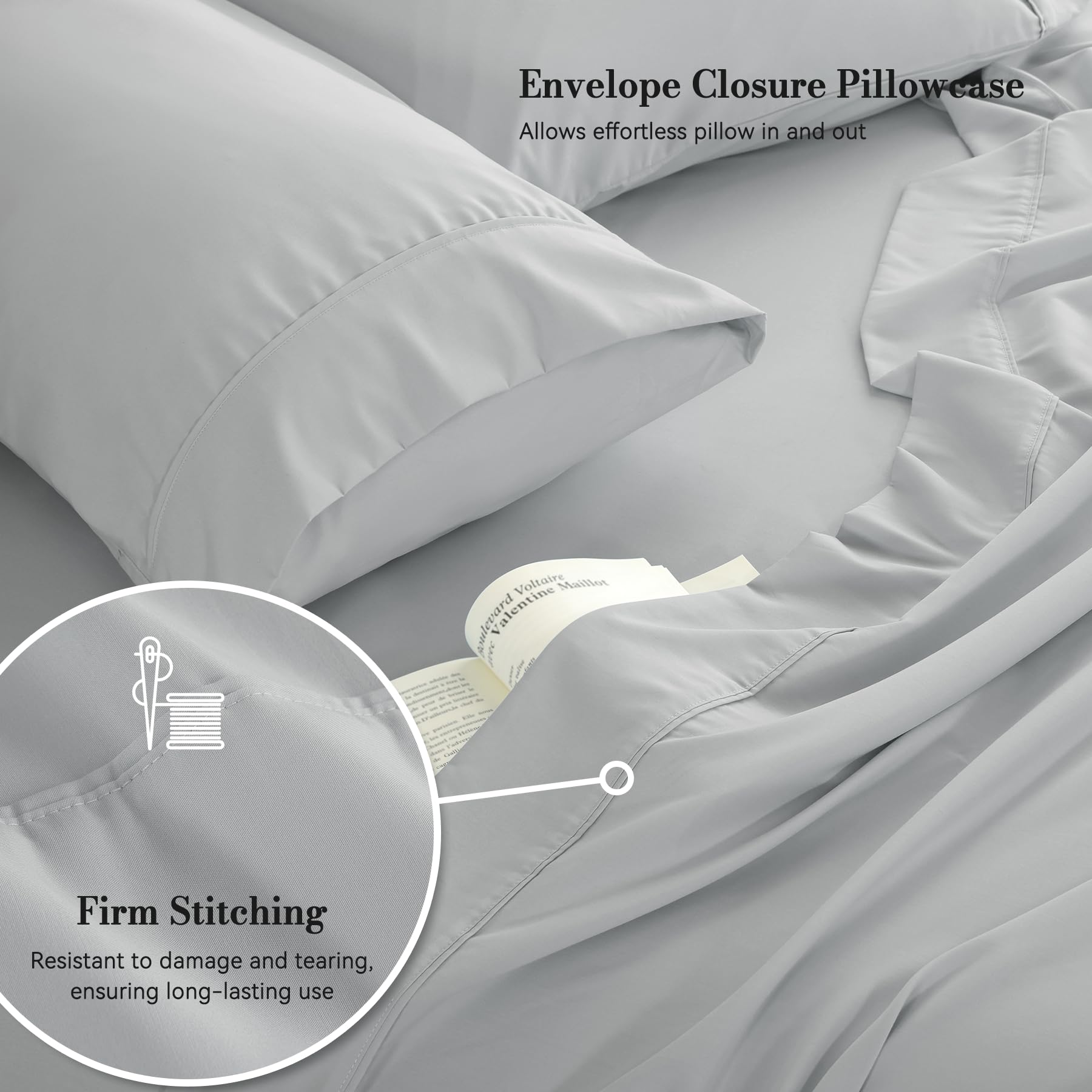Dreava Grey Twin Sheet Set - Soft Breathable Microfiber Bed Sheets with Extra Deep Pocket, Luxury Hotel Cooling Bedding, Oeko-Tex Certified Wrinkle Free 3 Piece