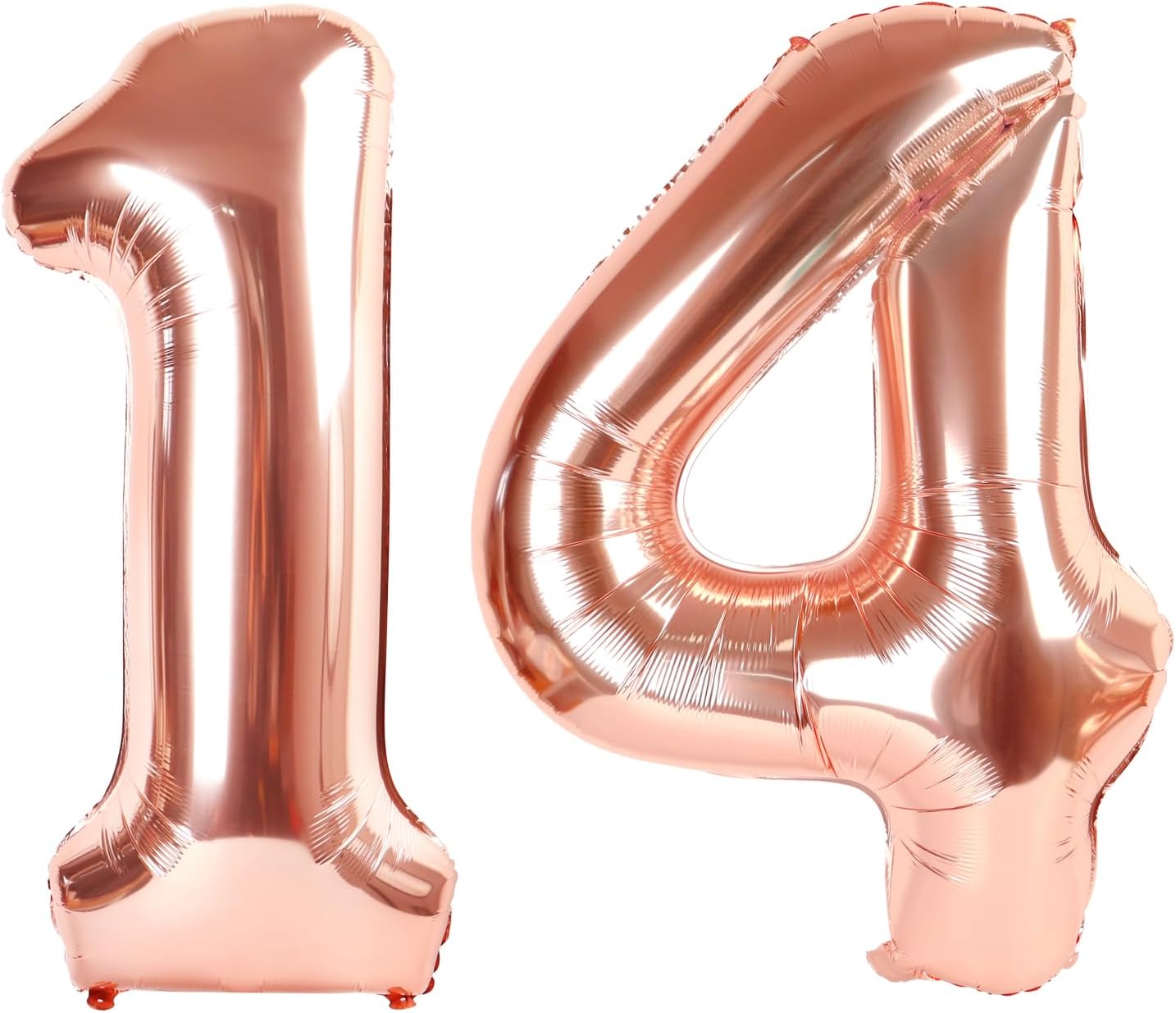 Regine Switzerland 14-Inch Rose Gold Number Balloons - Large Foil Birthday Decorations for 14th Celebrations