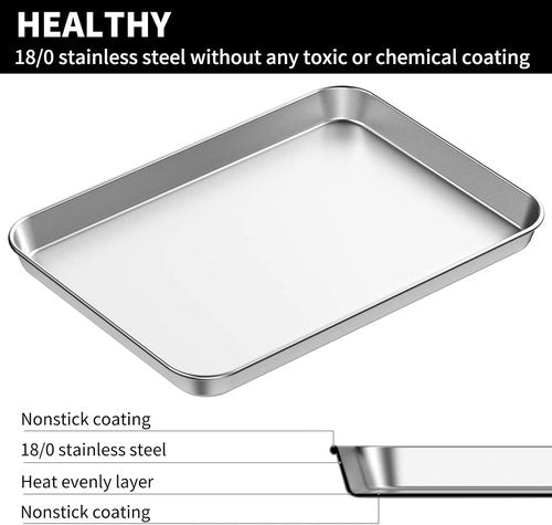 Bastwe Baking Sheet Set - 18-Inch Commercial Grade Stainless Steel Pans | Non-Toxic, Easy Clean & Rust-Free