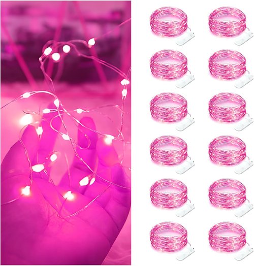 Bexdir 12 Pack Fairy Lights - Battery Operated 7FT Waterproof Silver Wire String Lights for Home Decor | Perfect for Parties & Weddings