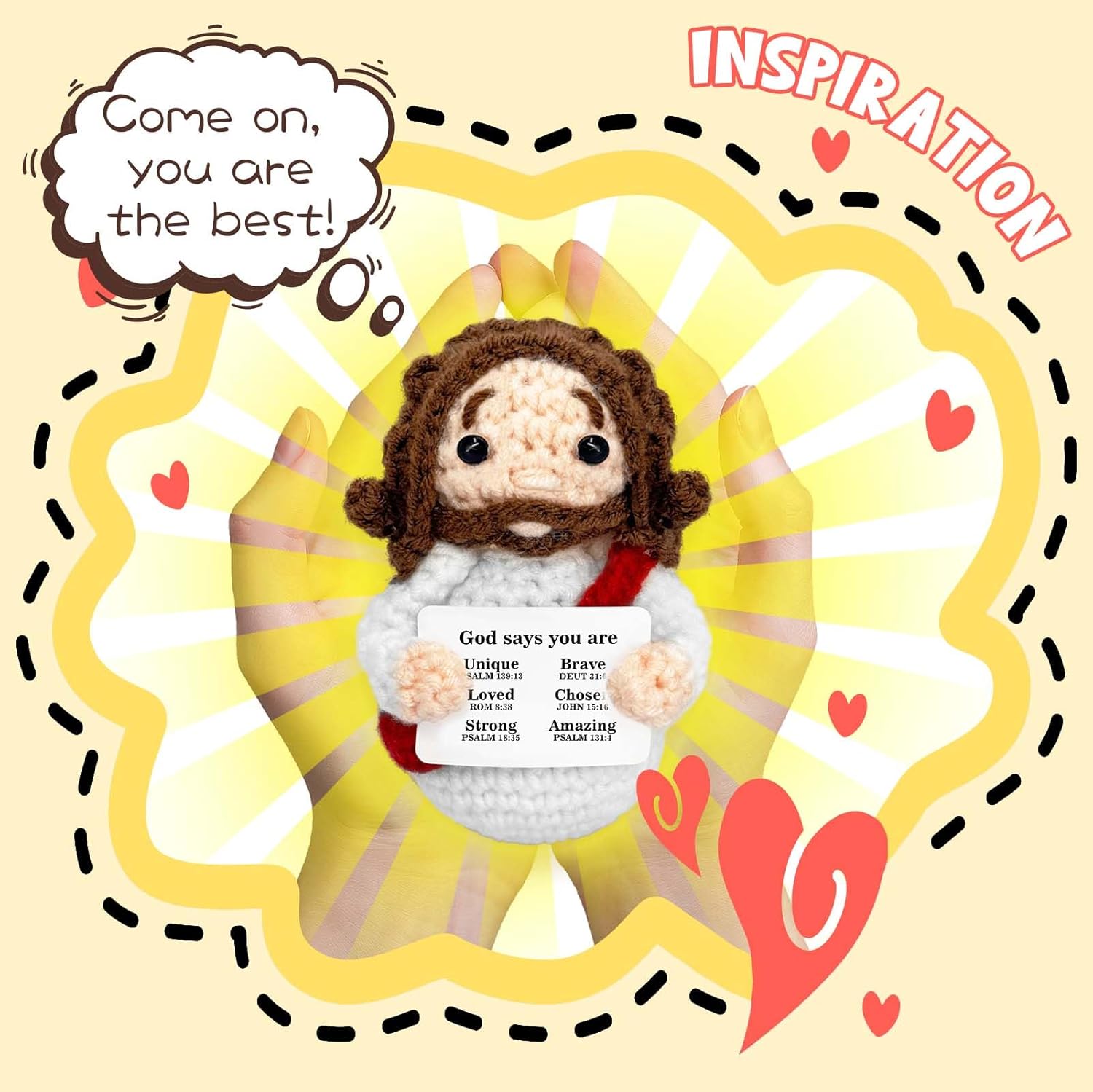 Mini Jesus Plush | Cute Christian Gift for Women & Kids | Red Crochet Stuffed Decoration