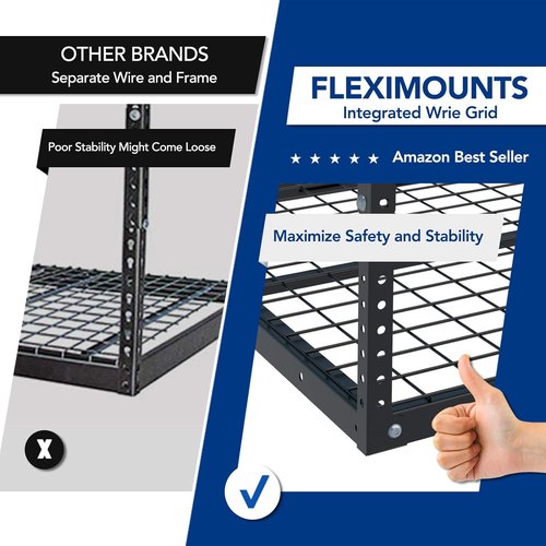 FLEXIMOUNTS 4x6 Overhead Garage Storage Rack - Adjustable Ceiling Mount | 450lbs Capacity, Black