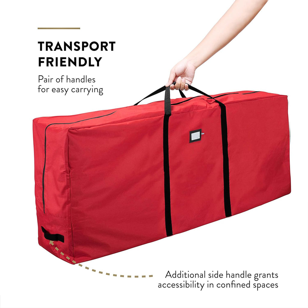 ZOBER Christmas Tree Storage Bag | 600D Oxford Fabric - Waterproof & Tear-Proof for 7.5 Ft Trees - Durable Handles & Card Slot - Red