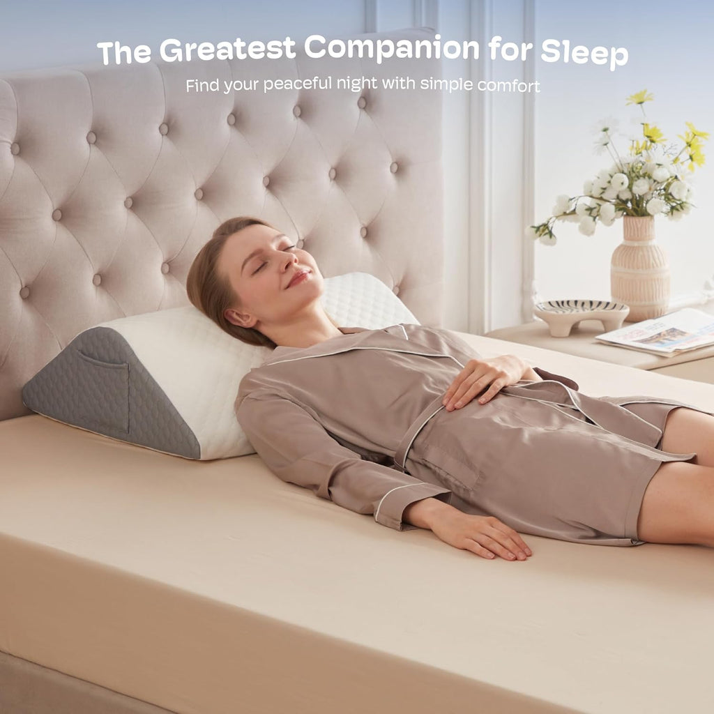Simpledad Triangle Wedge Pillow - Cooling Memory Foam for Acid Reflux & Back Pain Relief | Ideal for Sleeping & Support