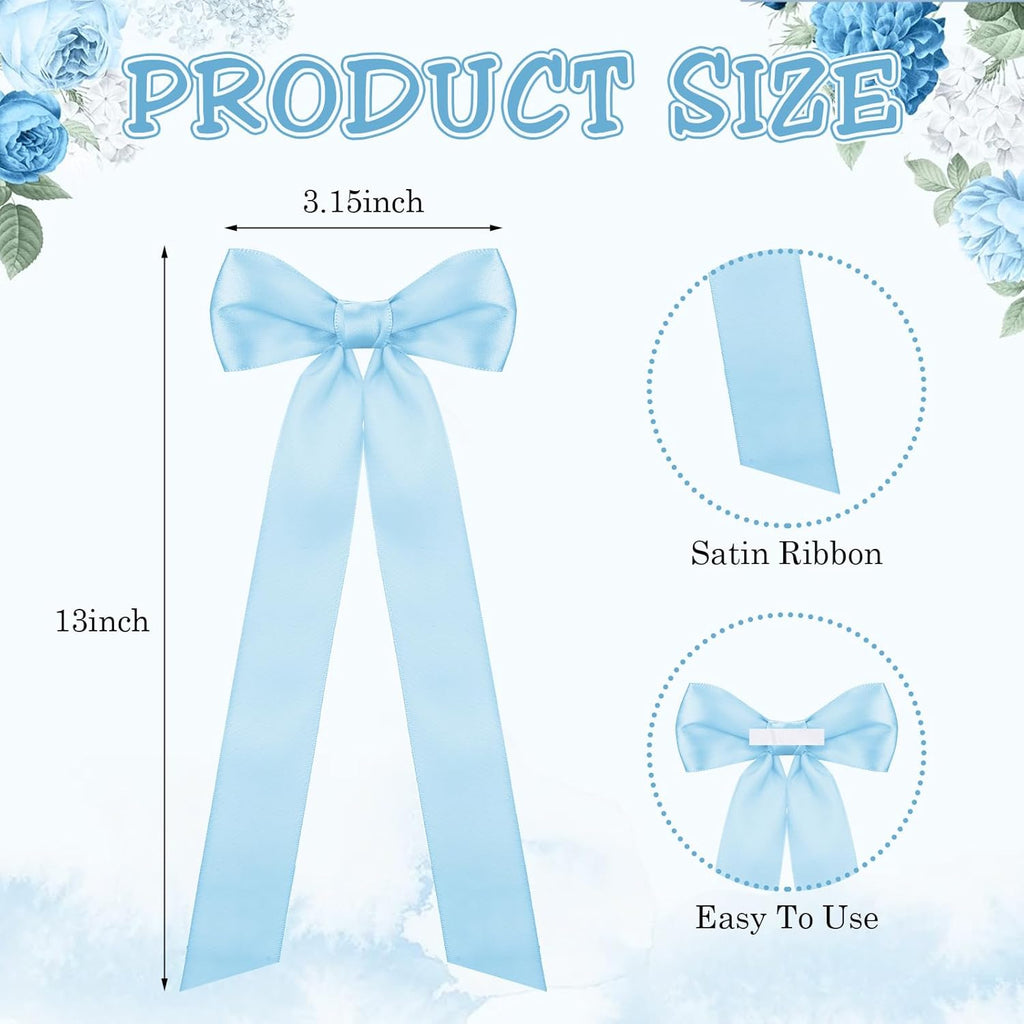 Teenyyou 12 Pcs Light Blue Candlestick Bows | 13-Inch Large Coquette Table Decor & Gift Wrapping