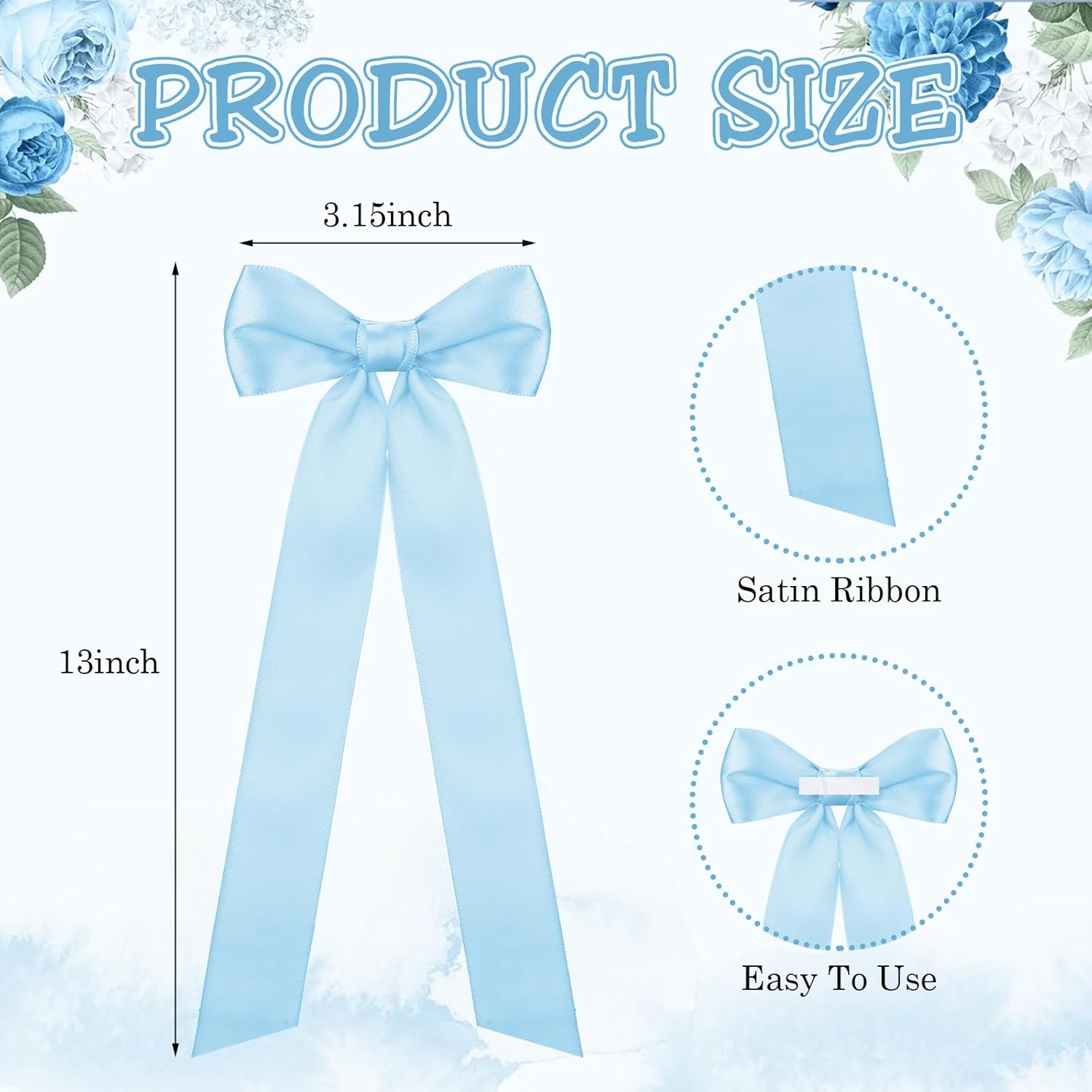Teenyyou 12 Pcs Light Blue Candlestick Bows | 13-Inch Large Coquette Table Decor & Gift Wrapping