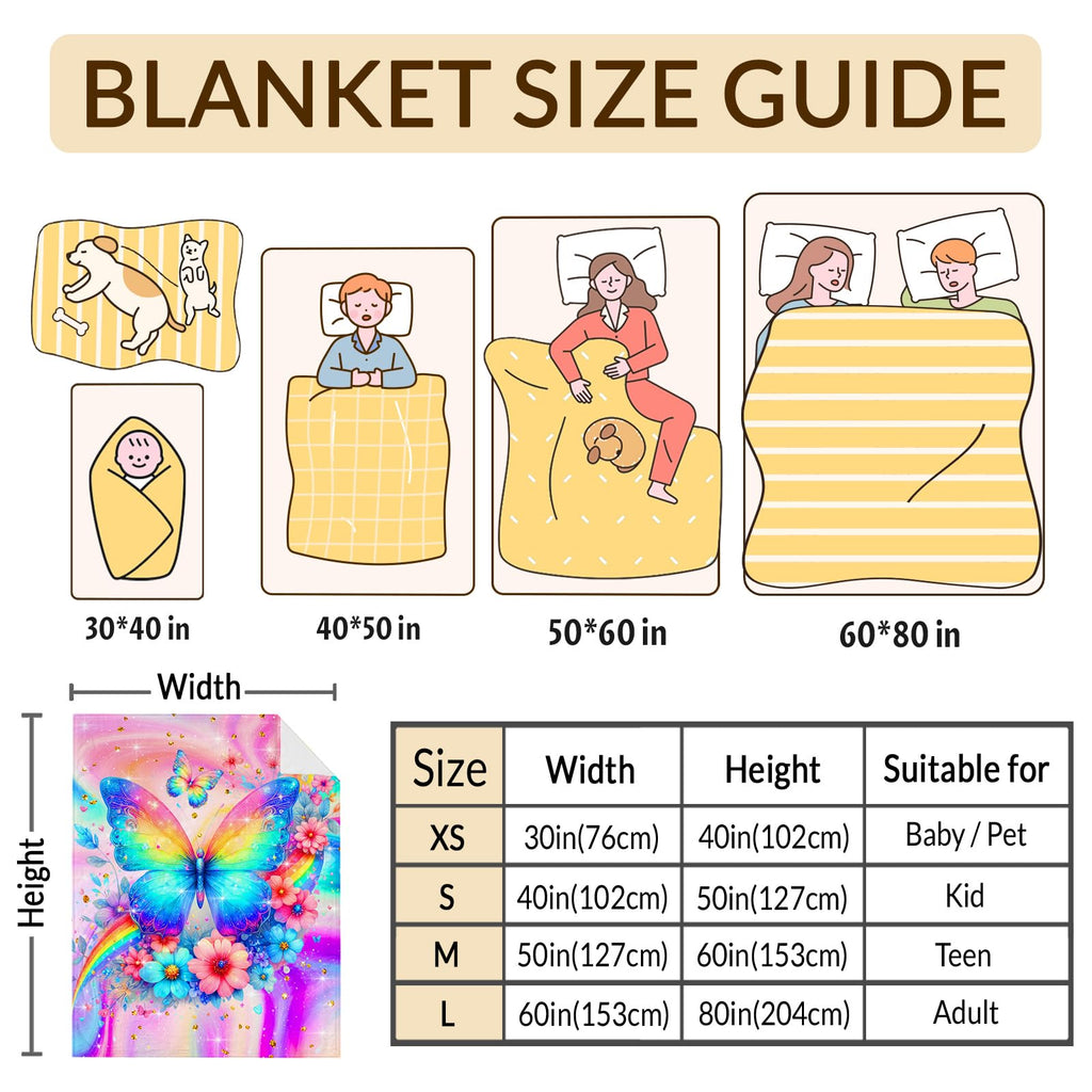 Sharecolor Blanket for Girls Butterfly Throw Blanket Gifts for Kids Teens, 60x50 Inches Cute Flannel Blankets Throws for Couch Sofa Bed