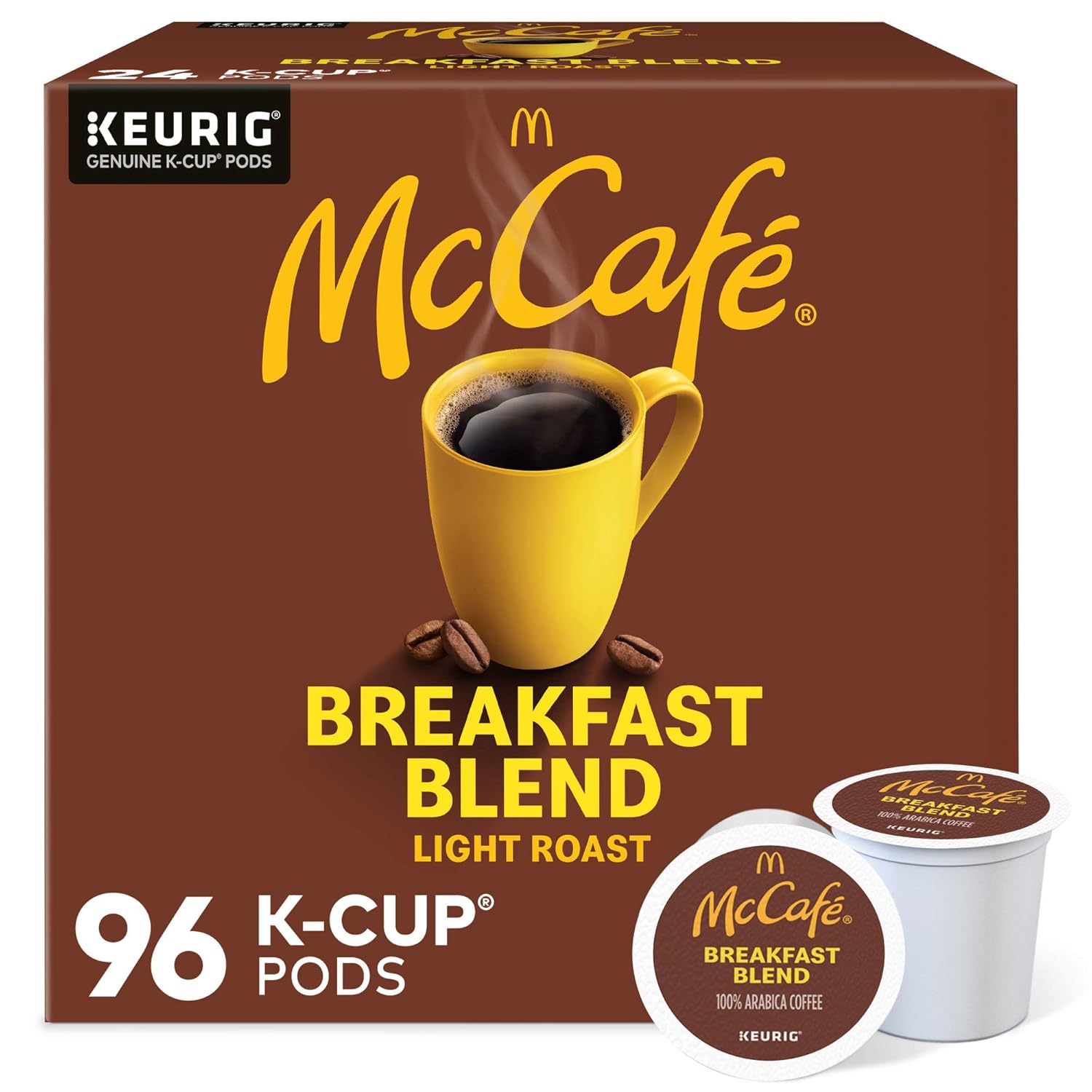 McCafe Breakfast Blend Coffee - Light Roast Keurig K-Cup Pods | 96 Count (4 Packs of 24)