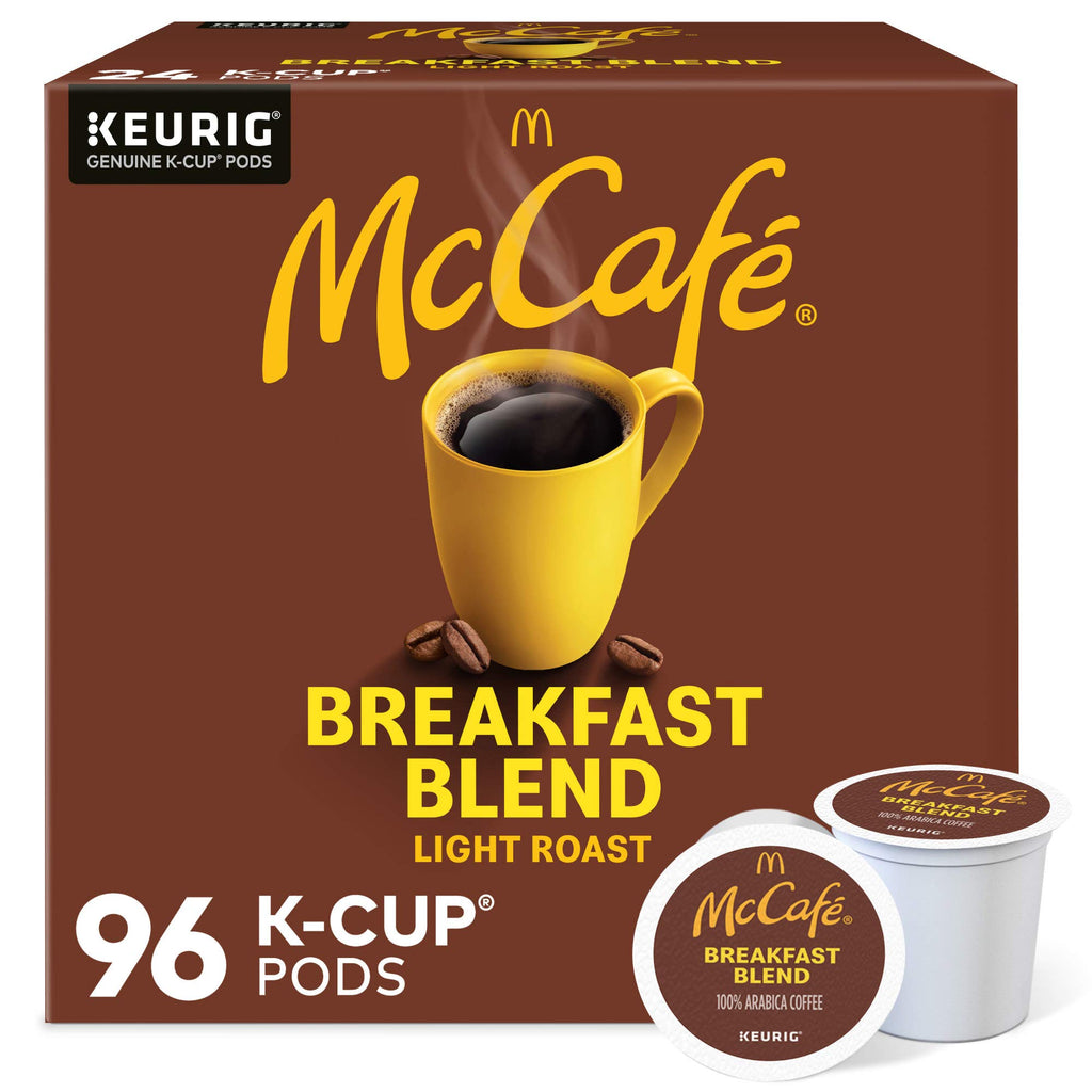 McCafe Breakfast Blend Coffee, Keurig Single Serve Keurig K-Cup Pods, Light Roast, 96 Count (4 Packs of 24)