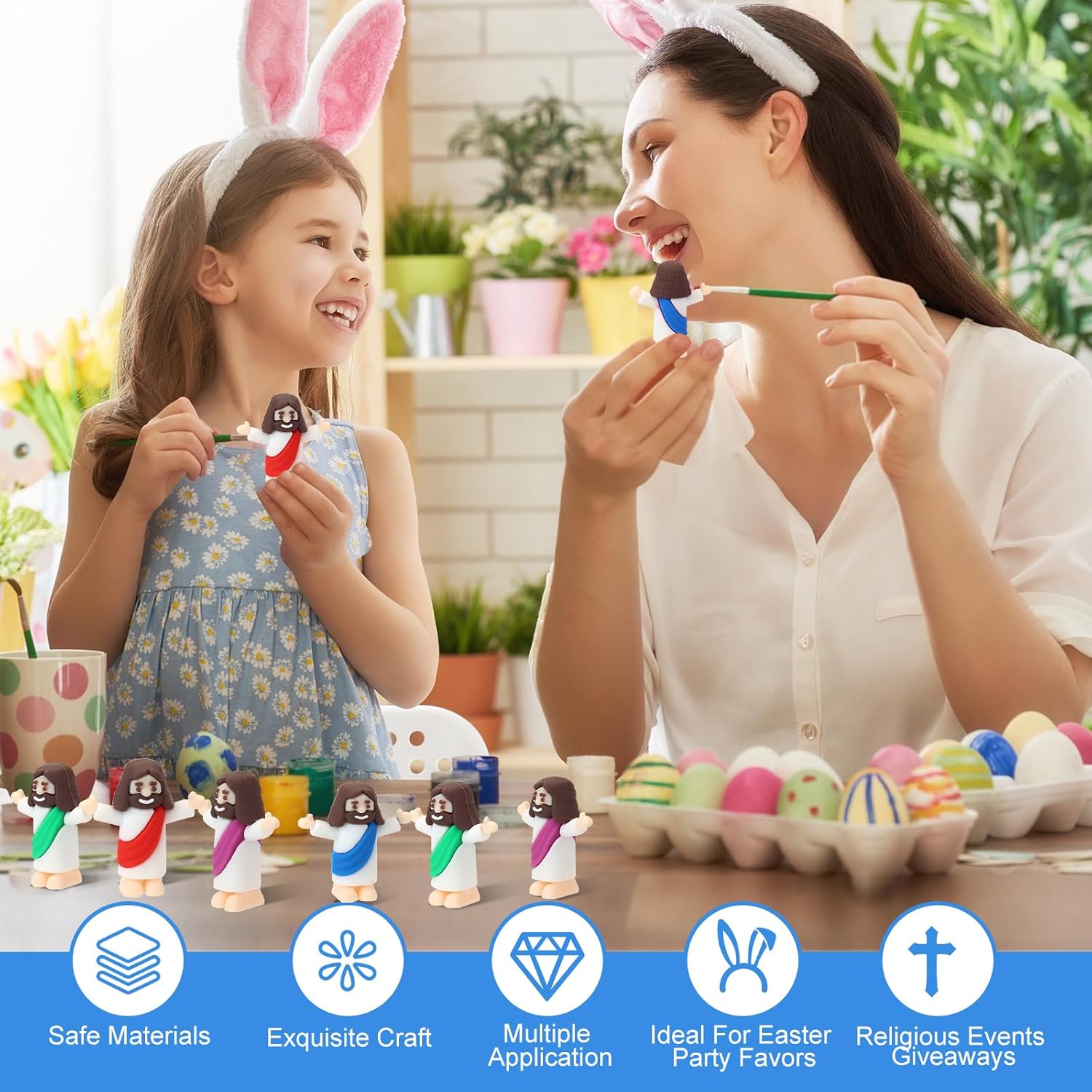 Mini Jesus Figurines by [Brand Name] - 25 Pcs Multi-Color Religious Figures for Baptism & Easter Gifts