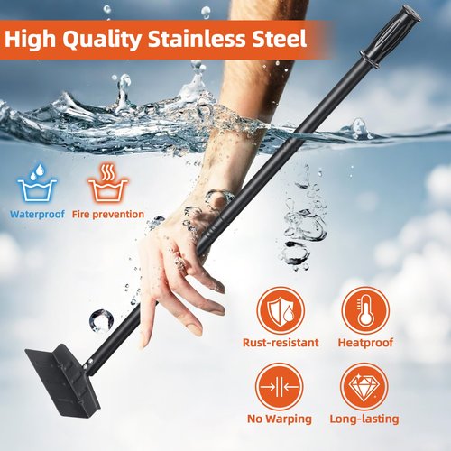 BBQ Charcoal Rake, 29 Inch Grill Ash Removal Rake for Fireplace Wood Stove Pizza Oven, Metal BBQ Cleaner Poker Scraper, Heavy Duty Barbecue Grilling Utensils Tool for Smoker,Ceramic, Kamado