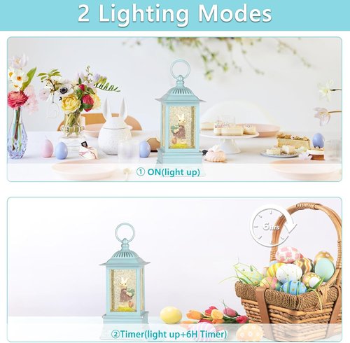 Lighted Glitter Bunny Snow Globe by Easter - Charming Spring Home Decor | Perfect for Festive Celebrations