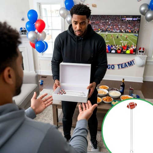 FoldTier 12 Pcs 7 Inch Football Cocktail Stirrers Glass Swizzle Stir Sticks Coffee Drink Stirrers Hot Cocoa Chocolate Bar Supplies Sports Cocktail Stick Decoration Party Favors(Football)