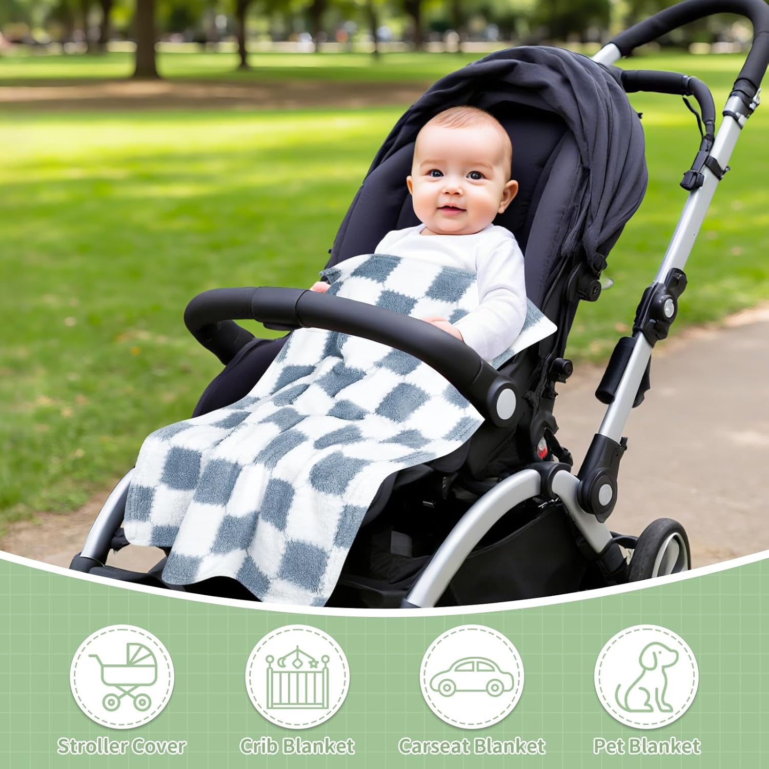 Regine Switzerland Checkered Baby Blanket - Soft Fleece for Boys | 2-Pack, 28 x 40 Inches, Ideal Newborn Gift
