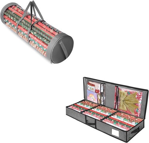 Baleine Soft Christmas Wrapping Paper Storage Bag - Organizer for Easy Holiday Gift Wrapping