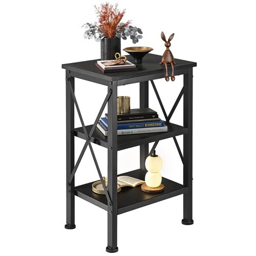 VECELO Modern Nightstands X-Design Side End Table Night Stand with Storage Shelf for Bedroom,Living Room