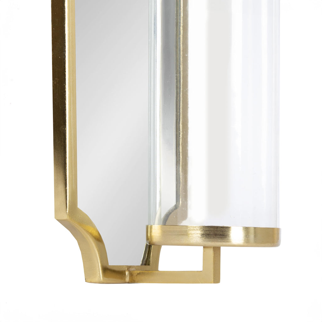 Kate and Laurel Ciel Glam Mirrored Wall Sconce; 6 x 5 x 16; Gold; Modern Scalloped Candle Holder with Removable Glass Cylinder and Mirror for Bathroom or Bedroom Wall Decor