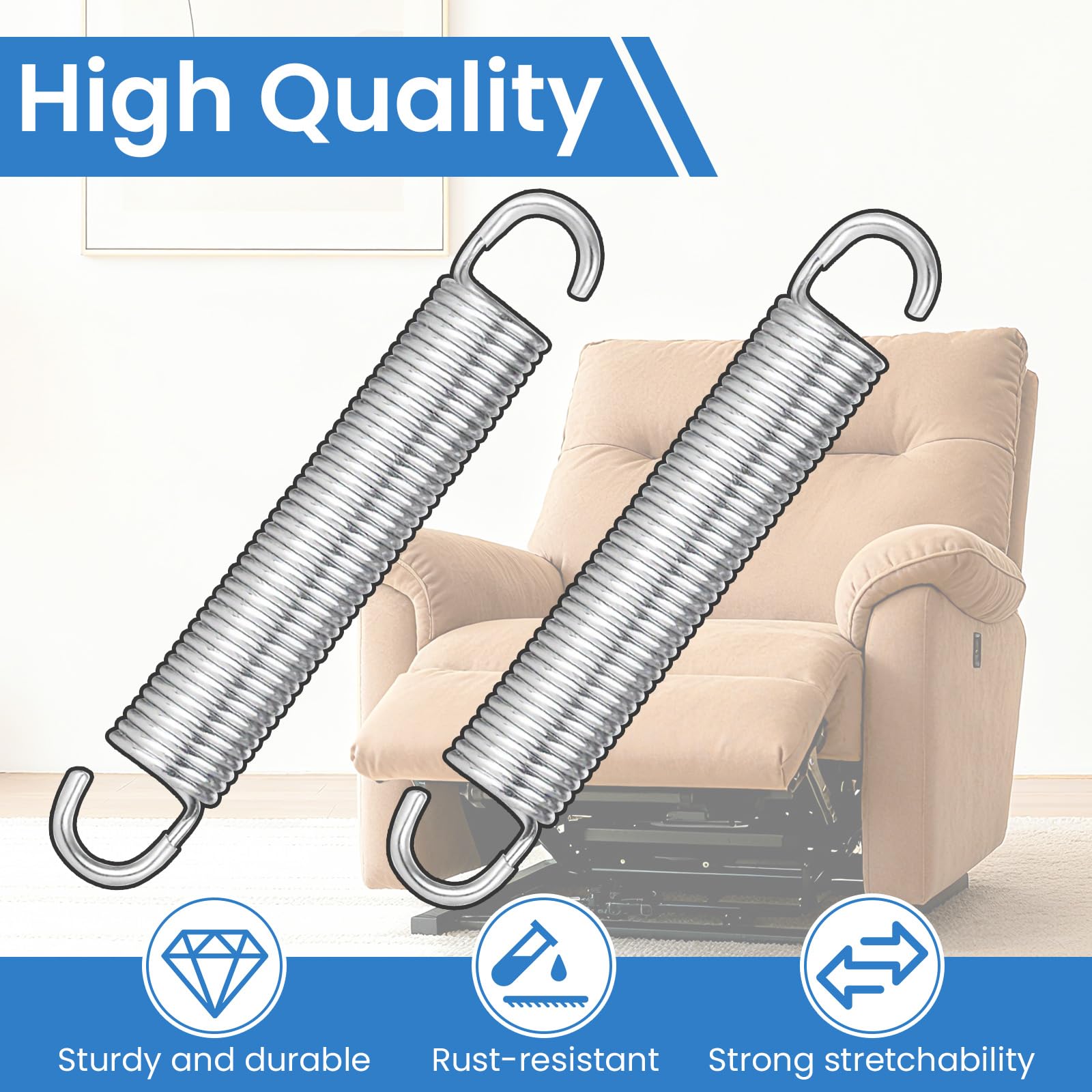 Aocies 4-3/4 inch Recliner Sofa Chair Replacement Springs (2 pcs) Mechanism Tension Sofa Chair Stainless Steel Spring