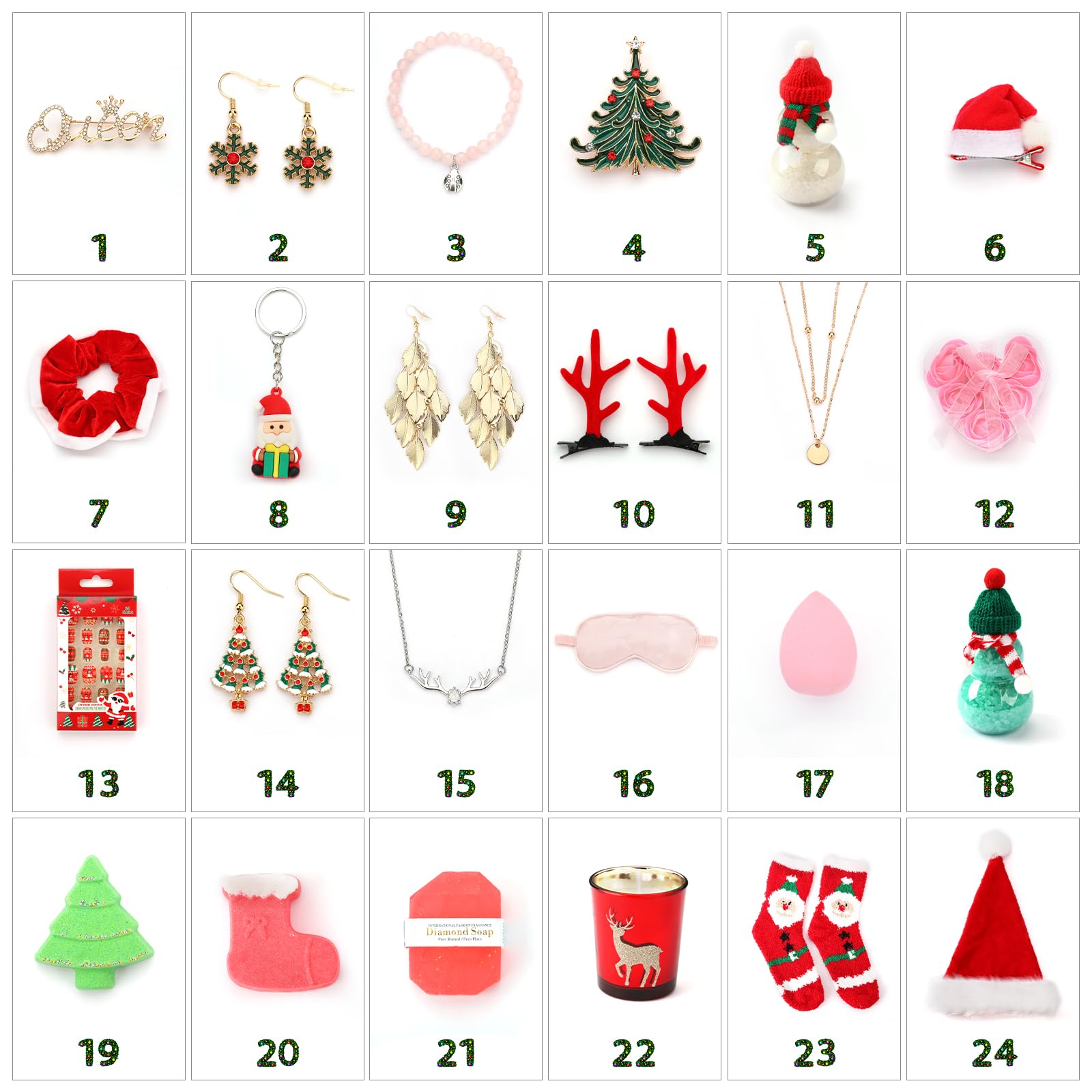 Christmas Gifts for Women, Christmas 24 Pieces Beauty Fashion and Jewelry Bath Sets for Adult, Mom, Sister, Girl. Advent Calendar 2025 for Adult Women, Surprise Gift Baskets for Wife, Sister, Girls
