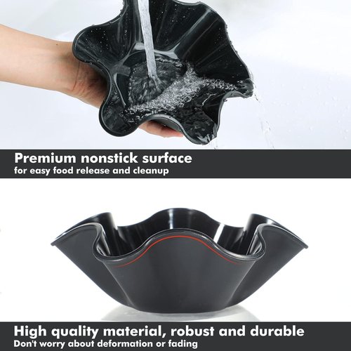 Koluti Tortilla Bowl Maker - Nonstick Silicone Taco Salad Shell Pan | 3 Pack, Oven & Microwave Safe, Black