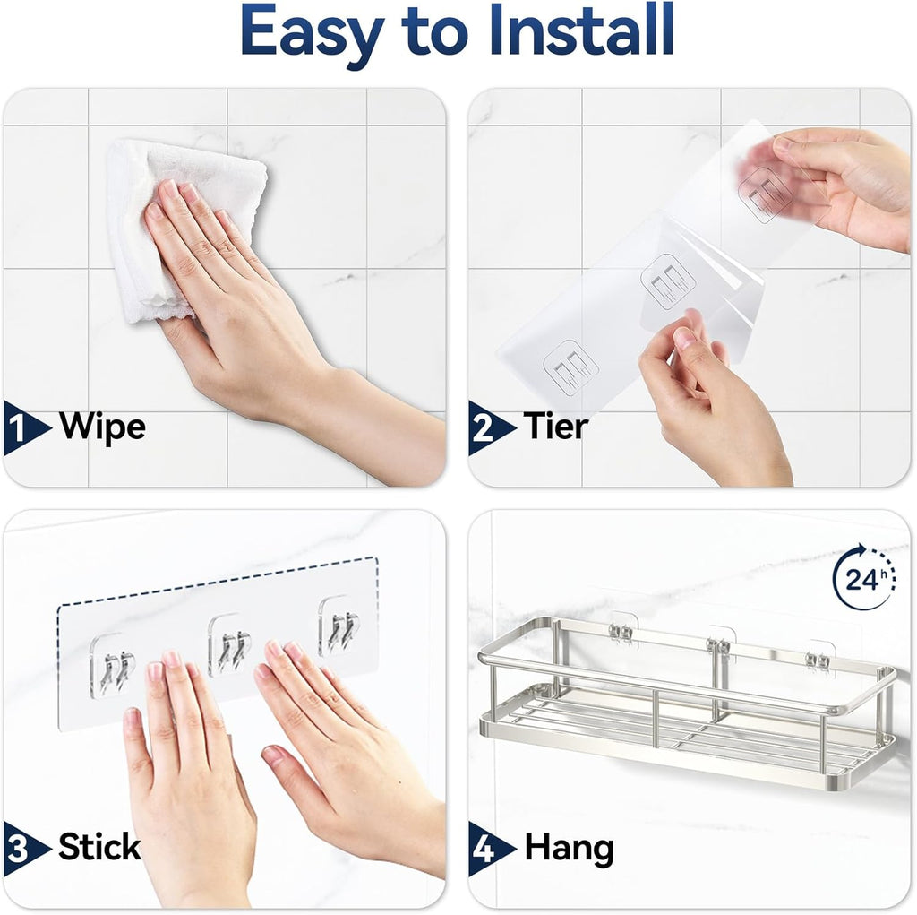 YASONIC Shower Caddy - Large Capacity Organizer with Soap Holder & 16 Hooks - 8 Pack