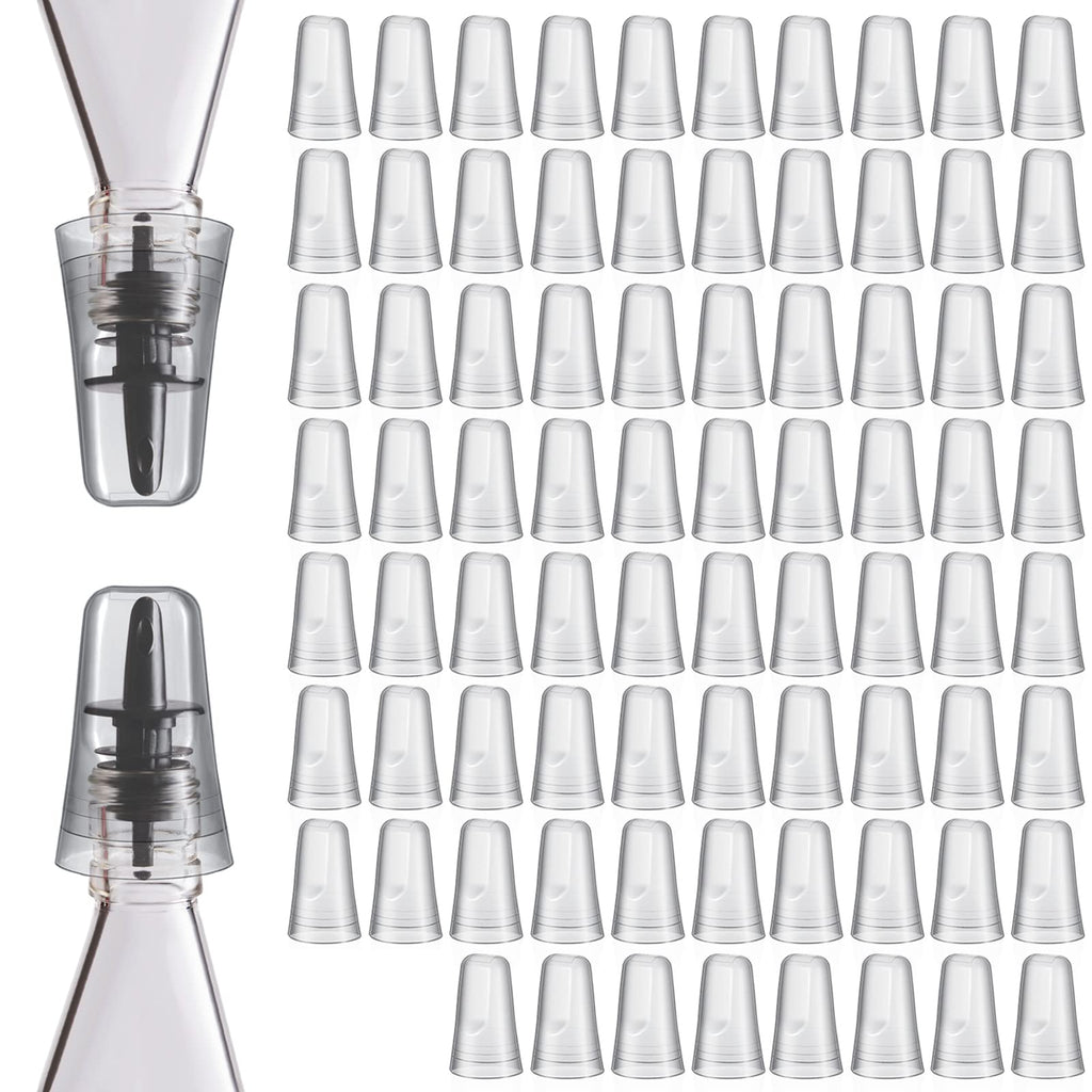 Chengu 80 Pieces Liquor Bottle Toppers for Liquor Pour Bottle Covers Universal Pour Dispenser Bar Dust Translucent Rubber Spout Covers for Home Kitchen Tools Supplies