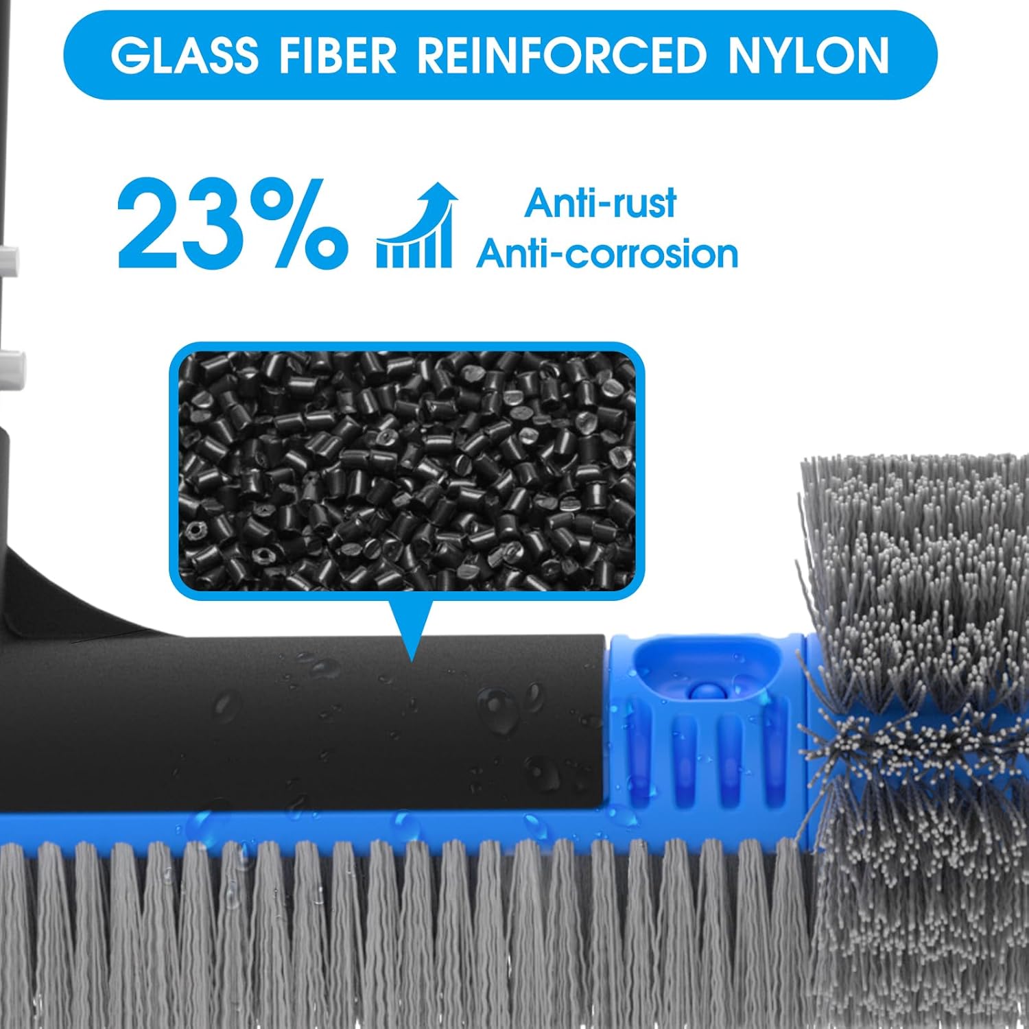 TidyMister 20'' 2-in-1 Pool Brush Head - Heavy-Duty Cobweb Duster with EZ Clip & Wavy Nylon Bristles for Inground & Above-Ground Pools
