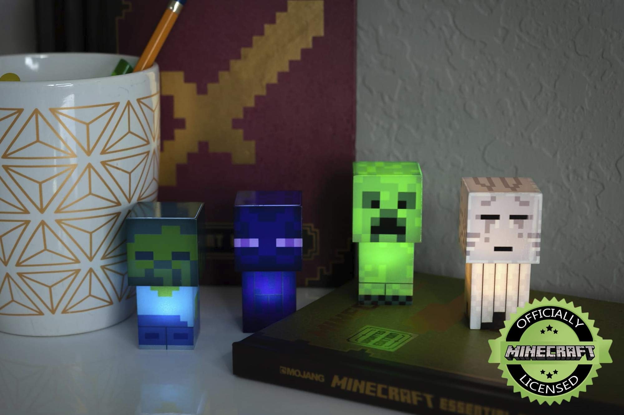 Minecraft Mini Mob 4-Piece Figure Mood Light Set | Battery Operated LED Lights